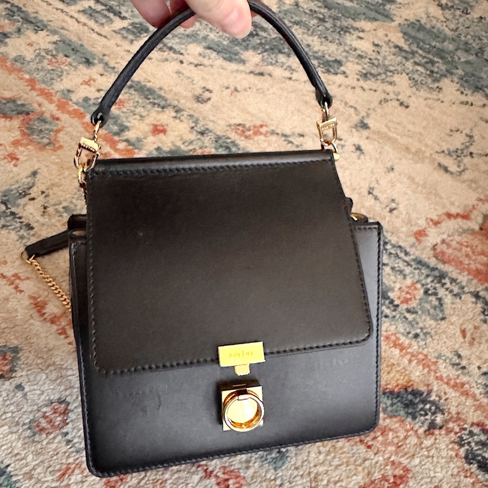 SOLD ❤️polene Numéro Sept Mini smooth leather chain crossbody top handle bl - Picture 16 of 17